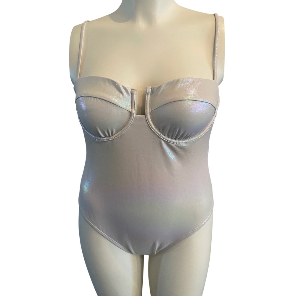 No Boundaries Moonlight Pearl Underwire One Piece Swimsuit‎ Iridescent XL 16-18